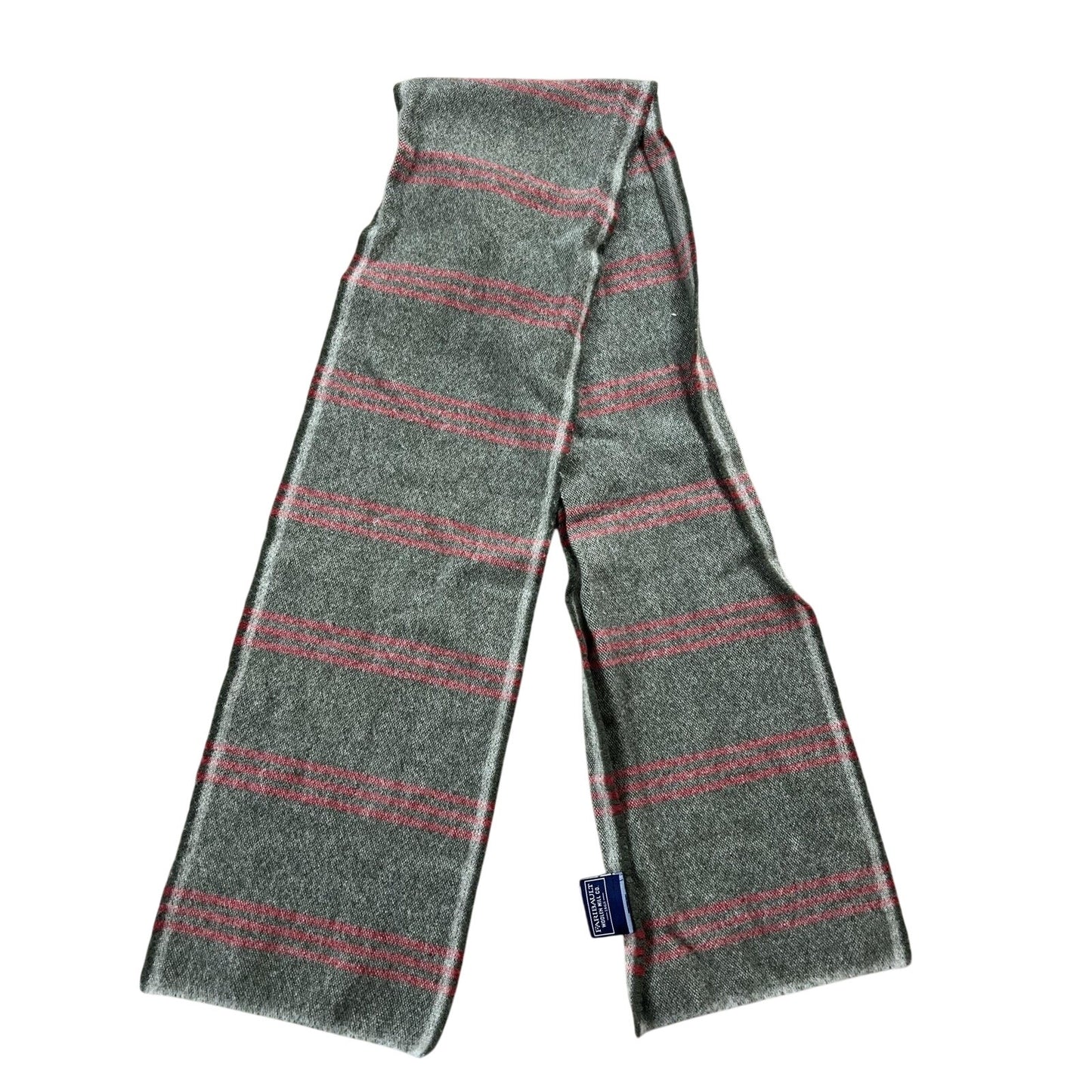 Faribault Woolen Mill Co. Scarf Mens One Size Gray Wool Striped Made USA Winter
