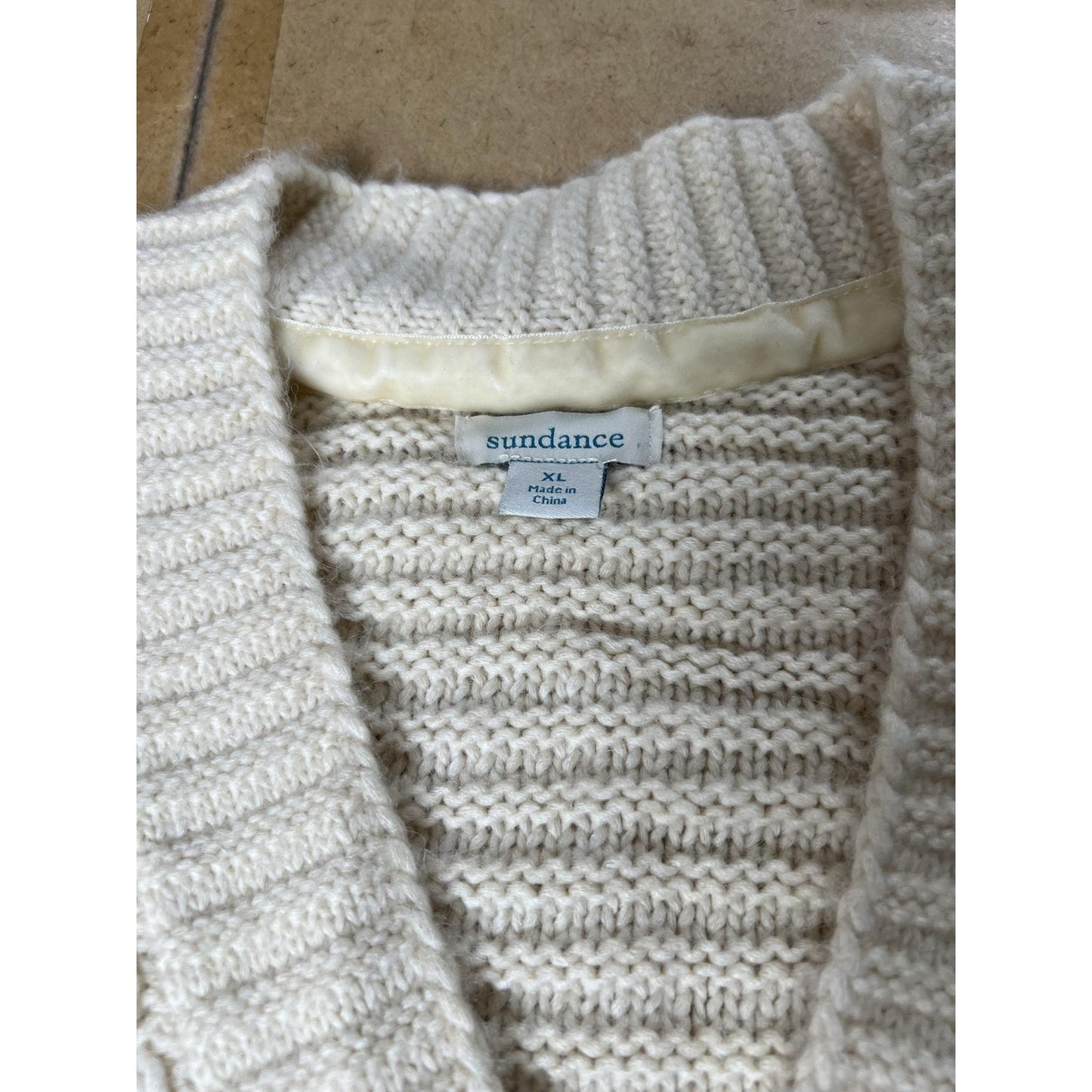 Sundance Cushion Womens Extra Large Beige Braided Cotton Blend Cardigan Sweater