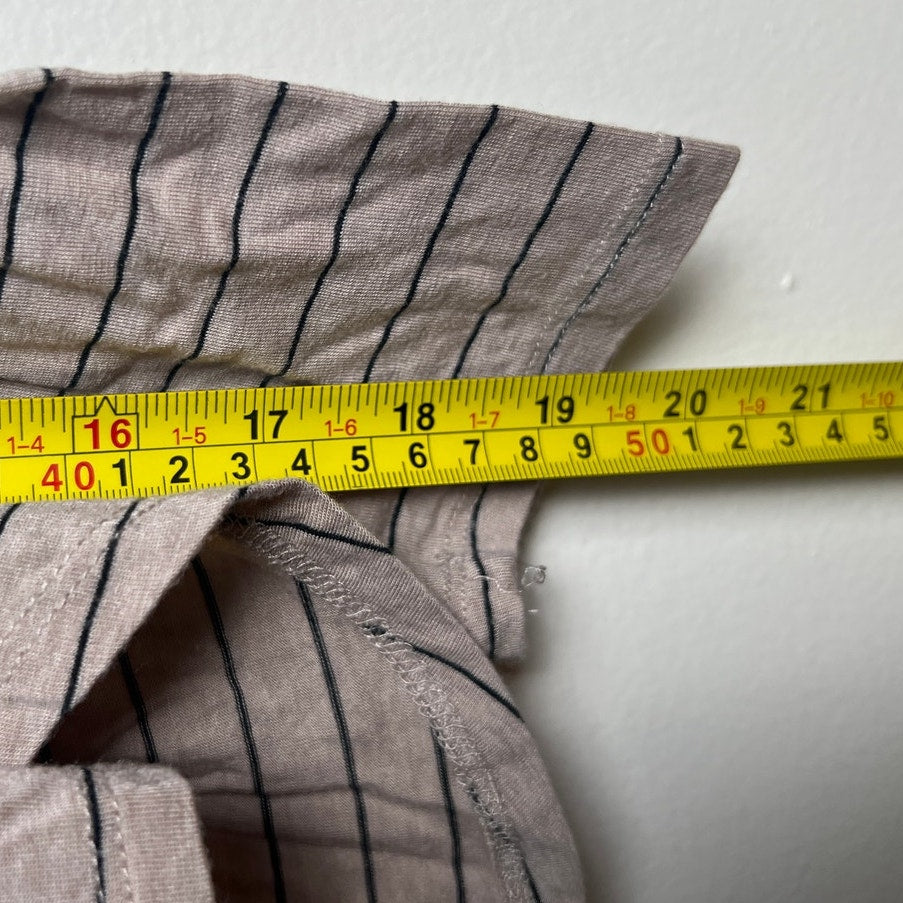 PrAna Women's M Striped Pocket Long Sleeve Foundation Tee Oatmeal Black