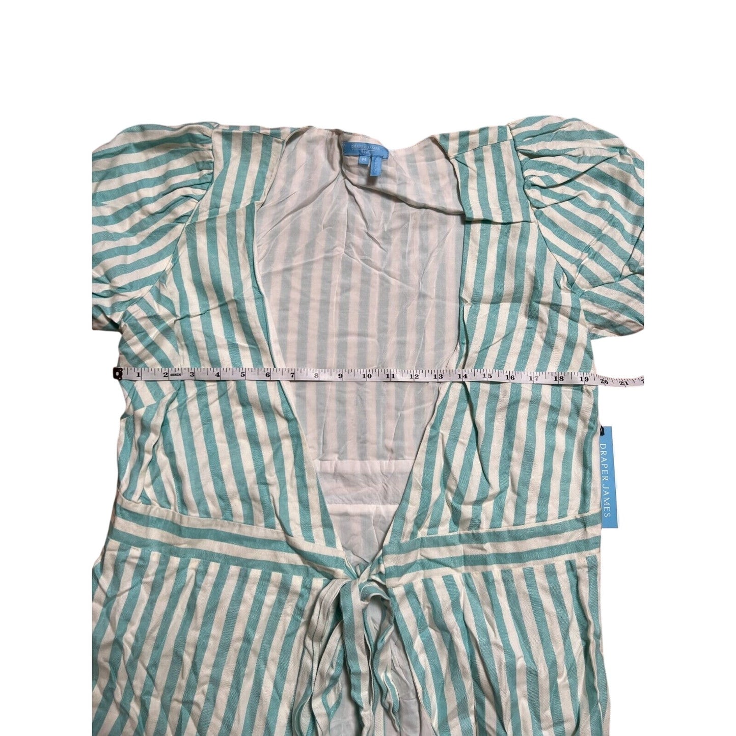 Draper James RSVP Dress Womens Size M Puff Sleeve Turquoise Blue