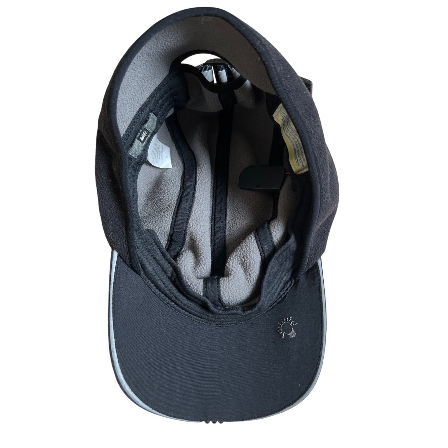 REI Black Fleece Baseball Cap With LED Lights on Brim Size L/XL