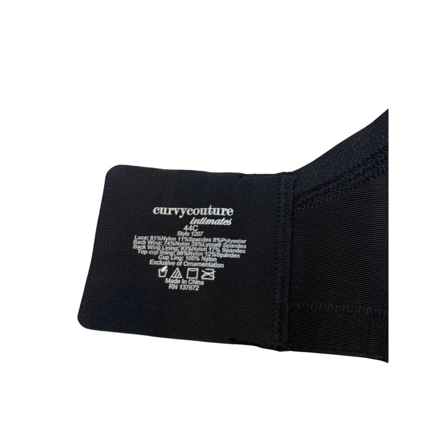 Curvy Couture 44C Everyday Glamour Black Lacy Unlined UW Bra 1207 NWT