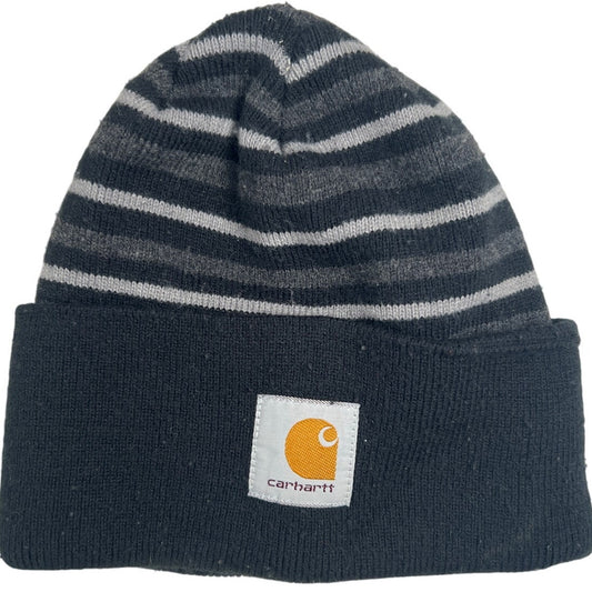 Carhartt Striped Gray Beanie One Size Fits Most Double Layer