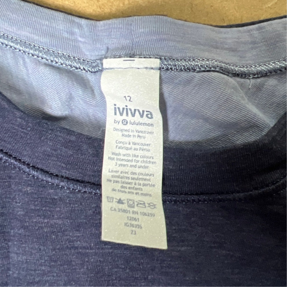 Ivivva 12 Girls By Lululemon Blue Top Heathered Super Soft Long Sleeve