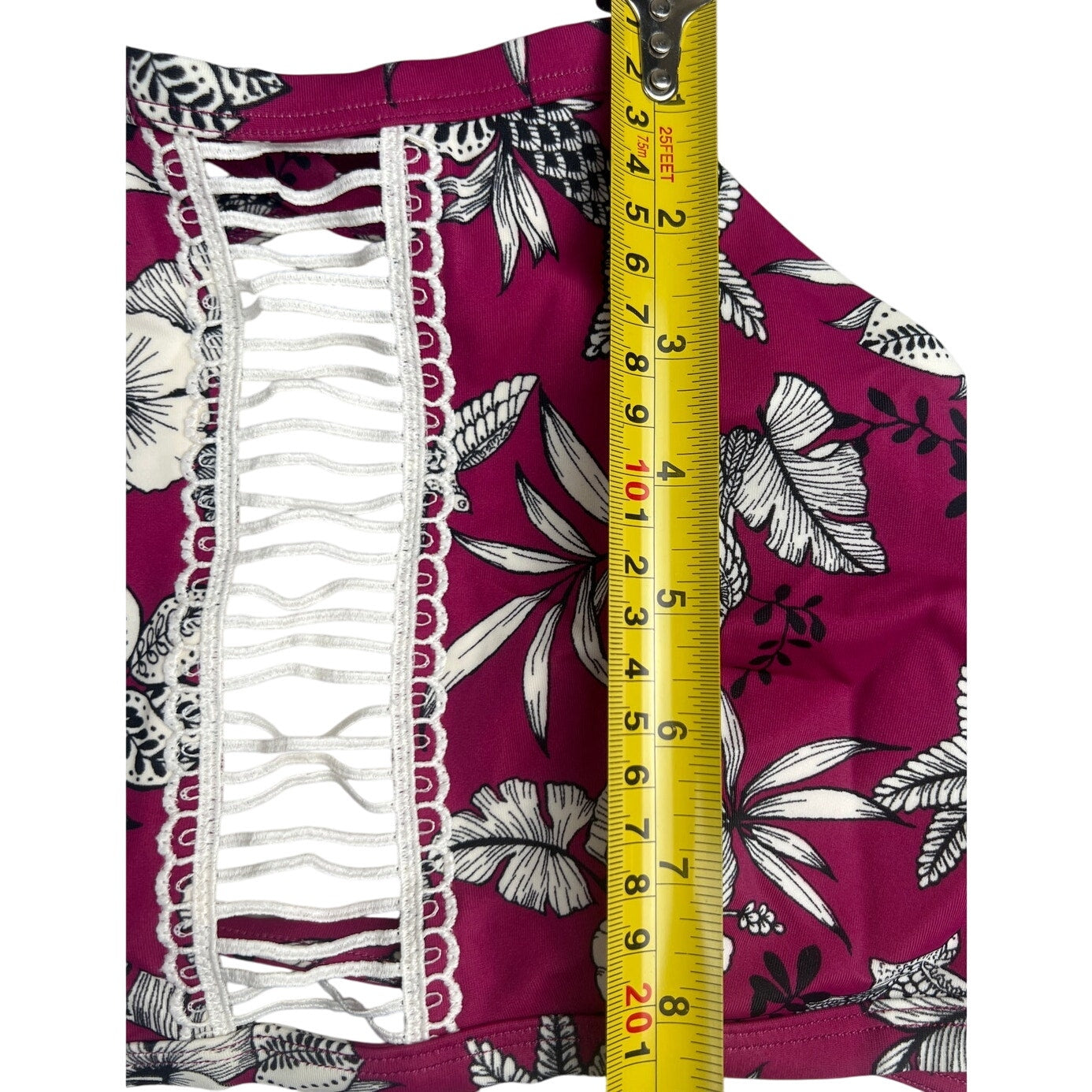 Adore Me Red Bandeau Floral Bikini Top Size Medium M