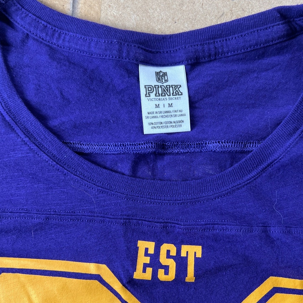 Victoria's Secret Pink  NFL MN Vikings Show Your Horns T-Shirt Size M