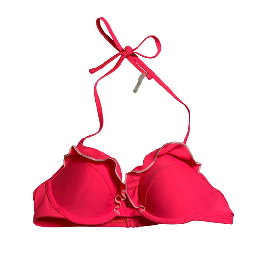 Aerie Neon Pink Ruffled Push Up Bikini Top-Size 34B - EUC
