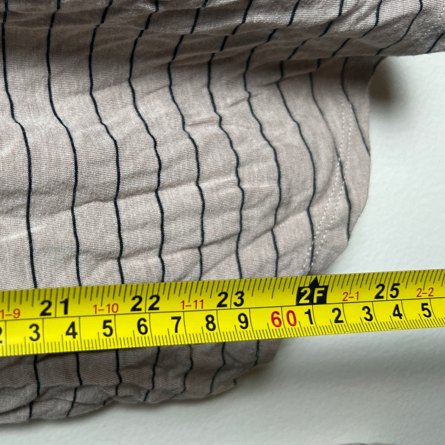 PrAna Women's M Striped Pocket Long Sleeve Foundation Tee Oatmeal Black