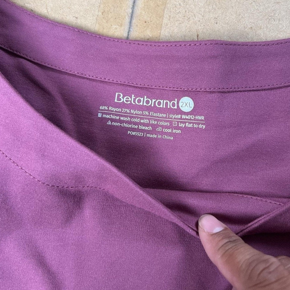 Betabrand Dress Womens 2XL Purple T-Shirt Dress Shift Knee Length Pockets
