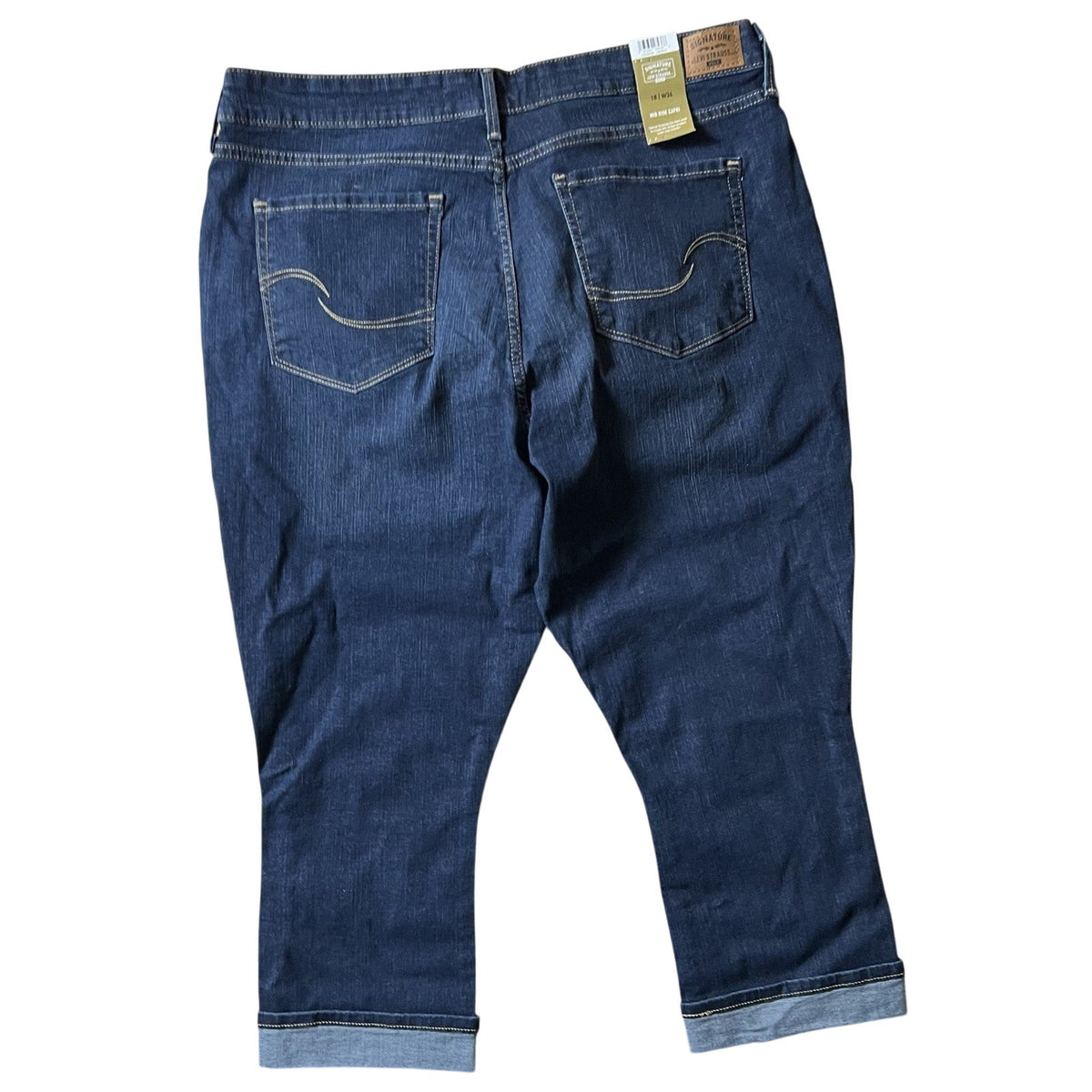 Signature By Levi Strauss Pants Womens 18 Blue Cropped Capri Slim Cuffed Stretch