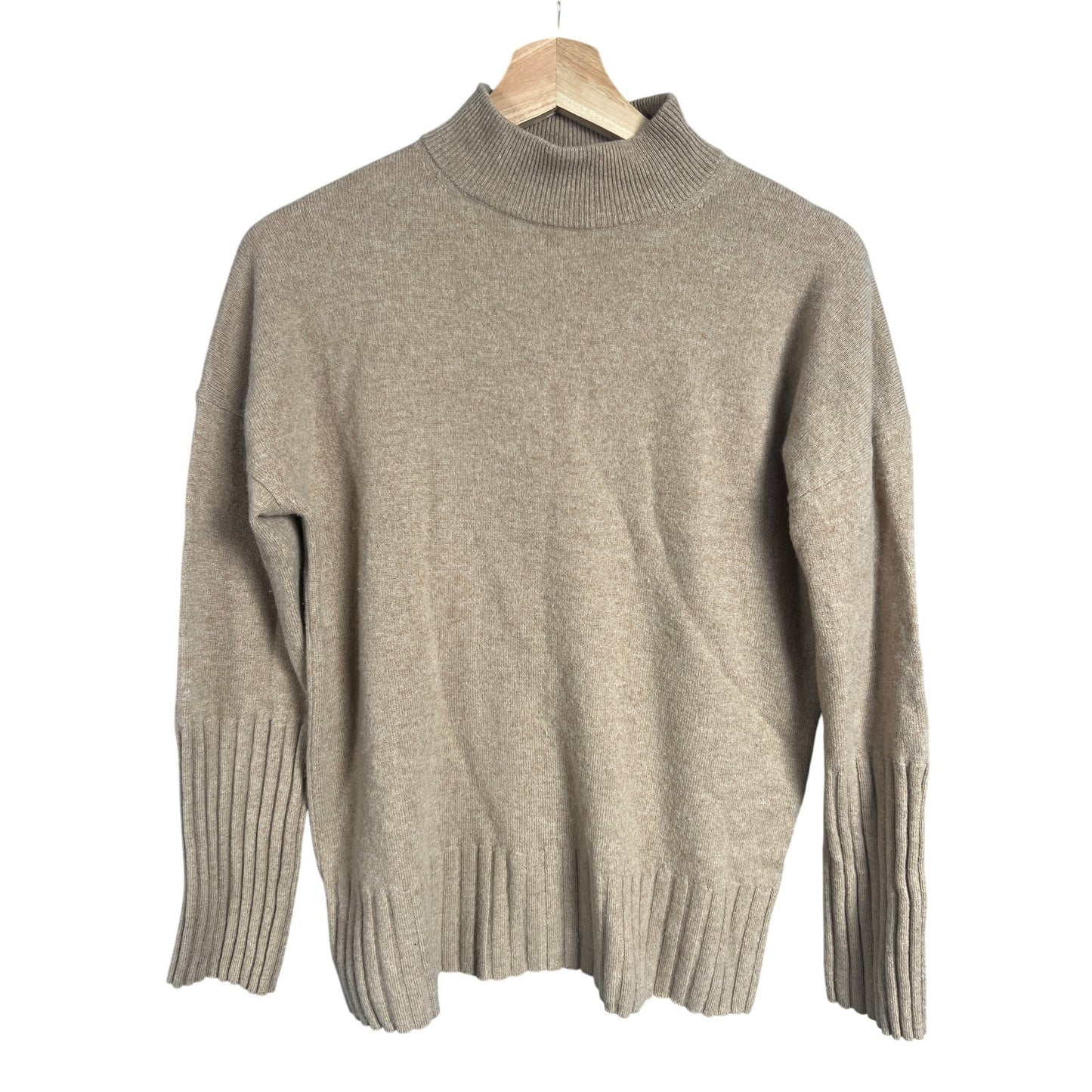 J. Crew Pullover 100% Cashmere XXS Beige Crewneck Turtle Neck