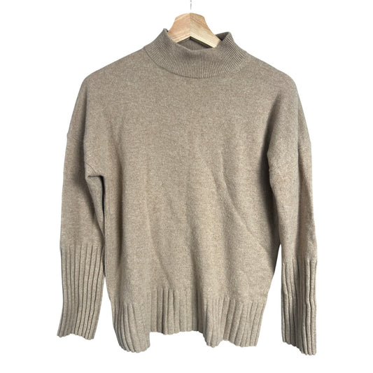 J. Crew Pullover 100% Cashmere XXS Beige Crewneck Turtle Neck