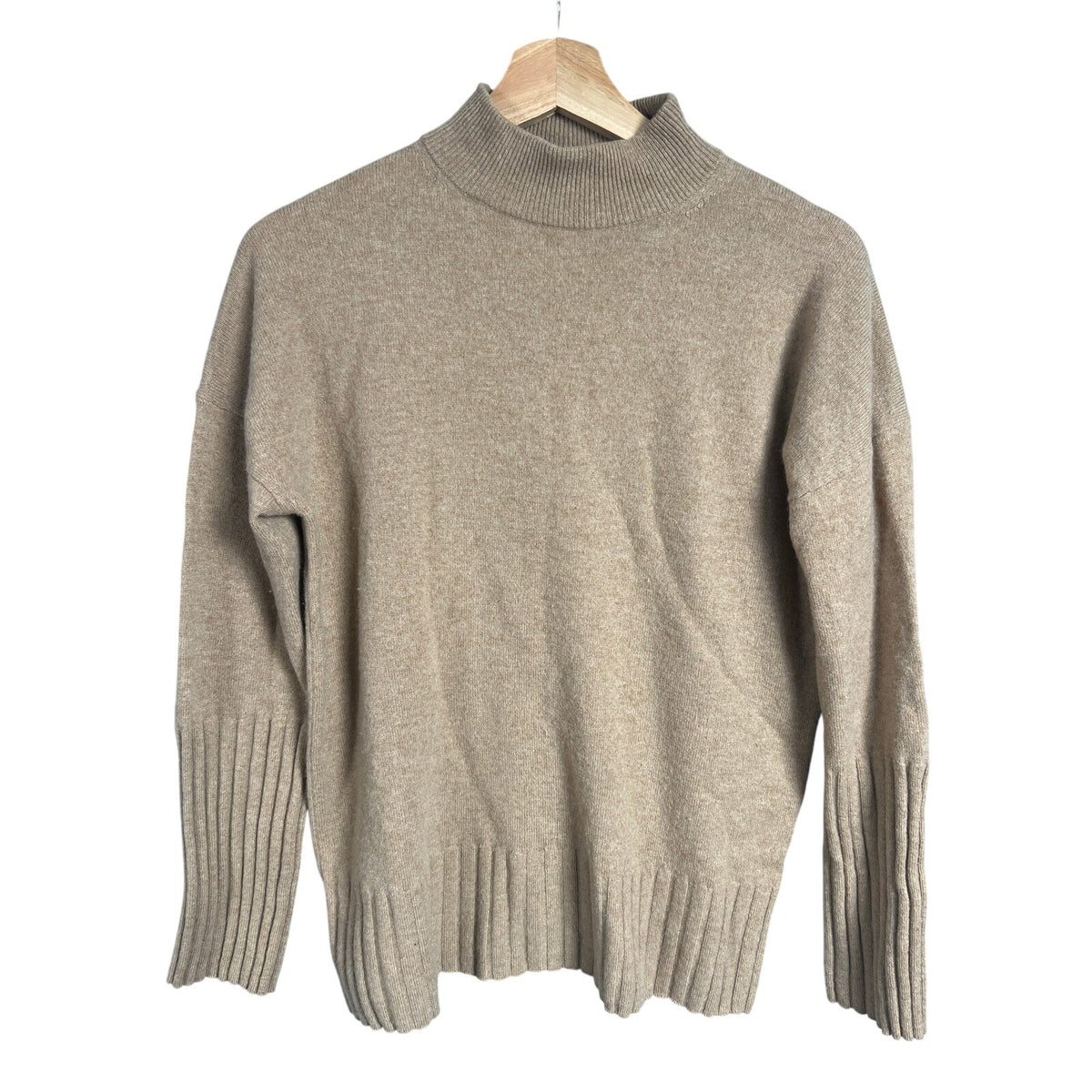 J. Crew Pullover 100% Cashmere XXS Beige Crewneck Turtle Neck