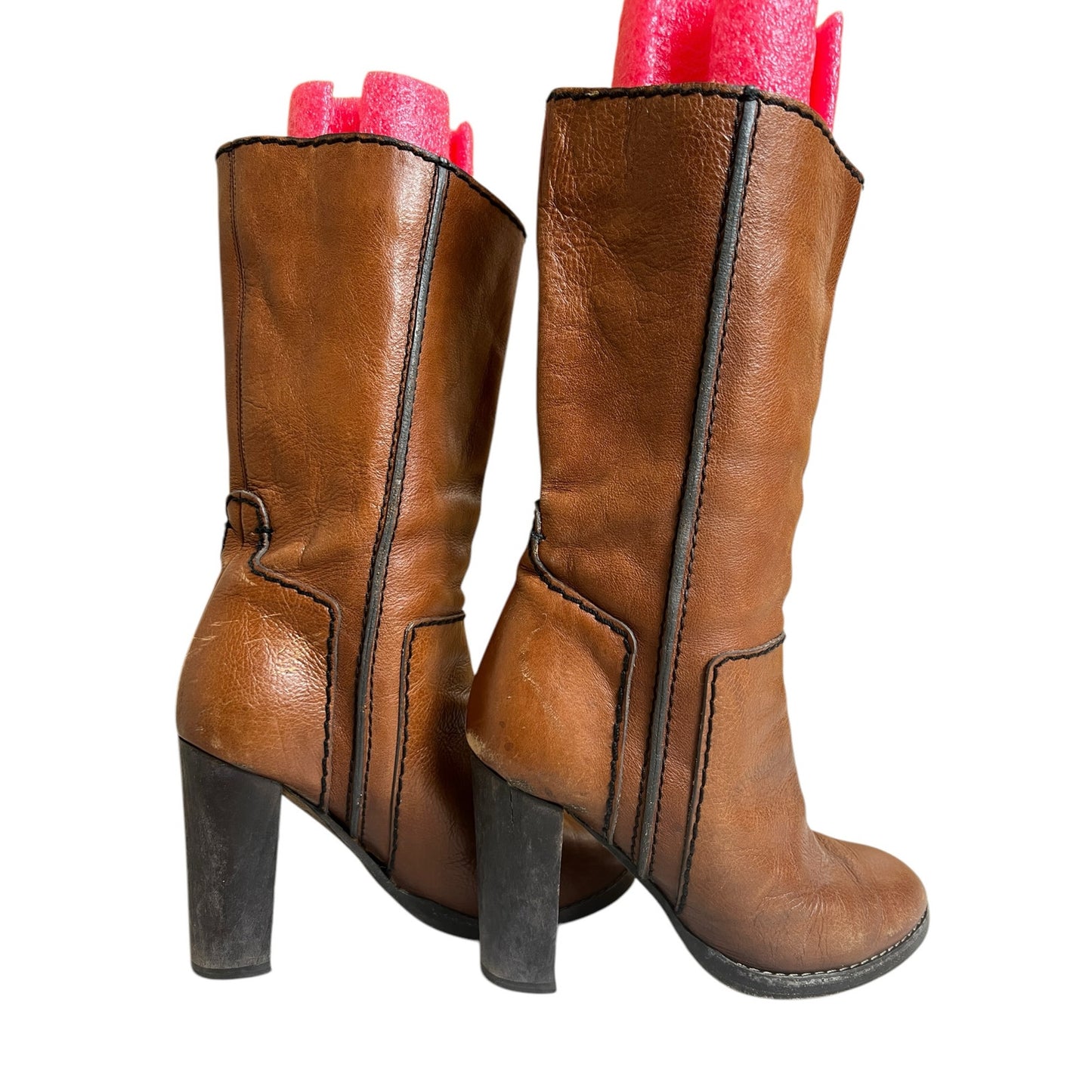 Chloe Tall Leather Heel Boots Size 36 Made In Italy Bohemian Chic