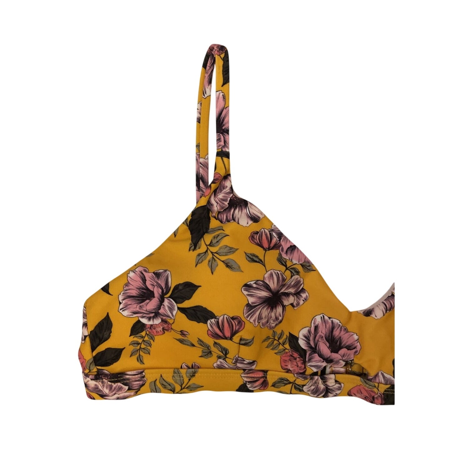 Women Misses No Boundaries Yellow Pink Olympic Gold Bikini Swim Top L 11/13 NWT