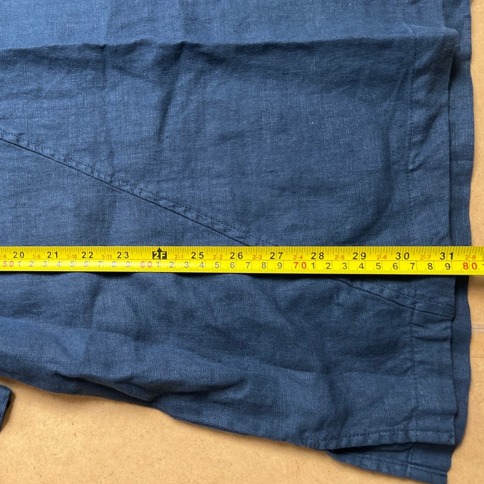 Cut Loose 100% Linen Boxy Lagenlook Dress Tunic 3/4 Sleeves Blue Women's Size S