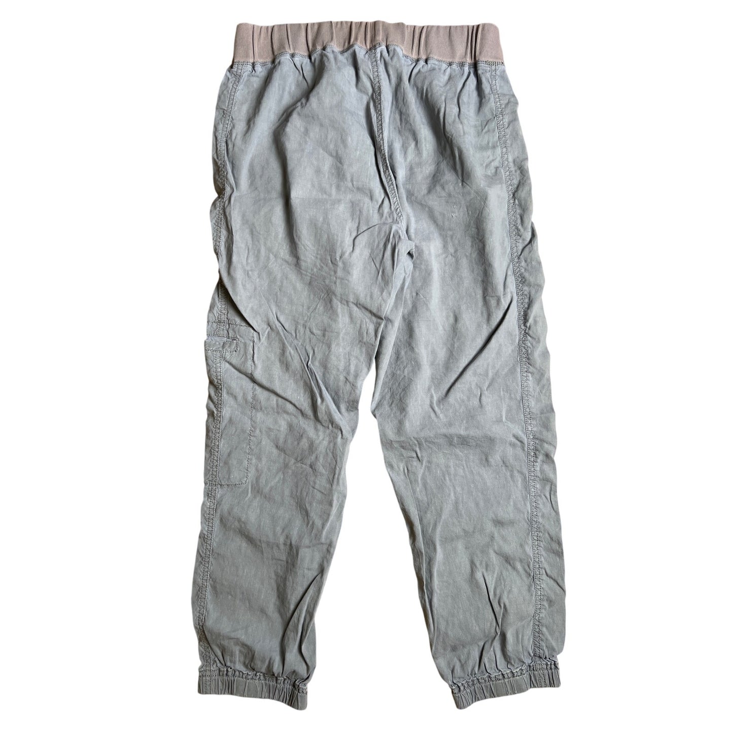 Eileen Fisher Pull On Cargo Pants Sz M Joggers Linen Pockets Seamed Wide Waist