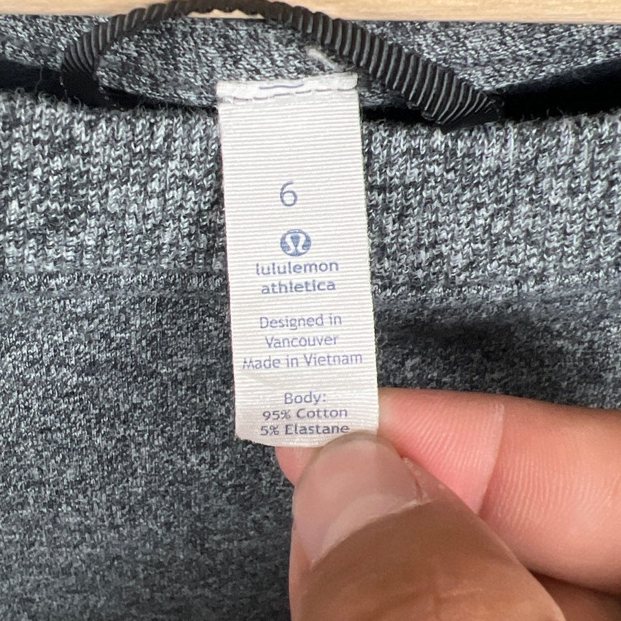 Lululemon Cotton Elastane Short Sleeve Tunic Drawstring Women's Hem SweaterShirt size 6