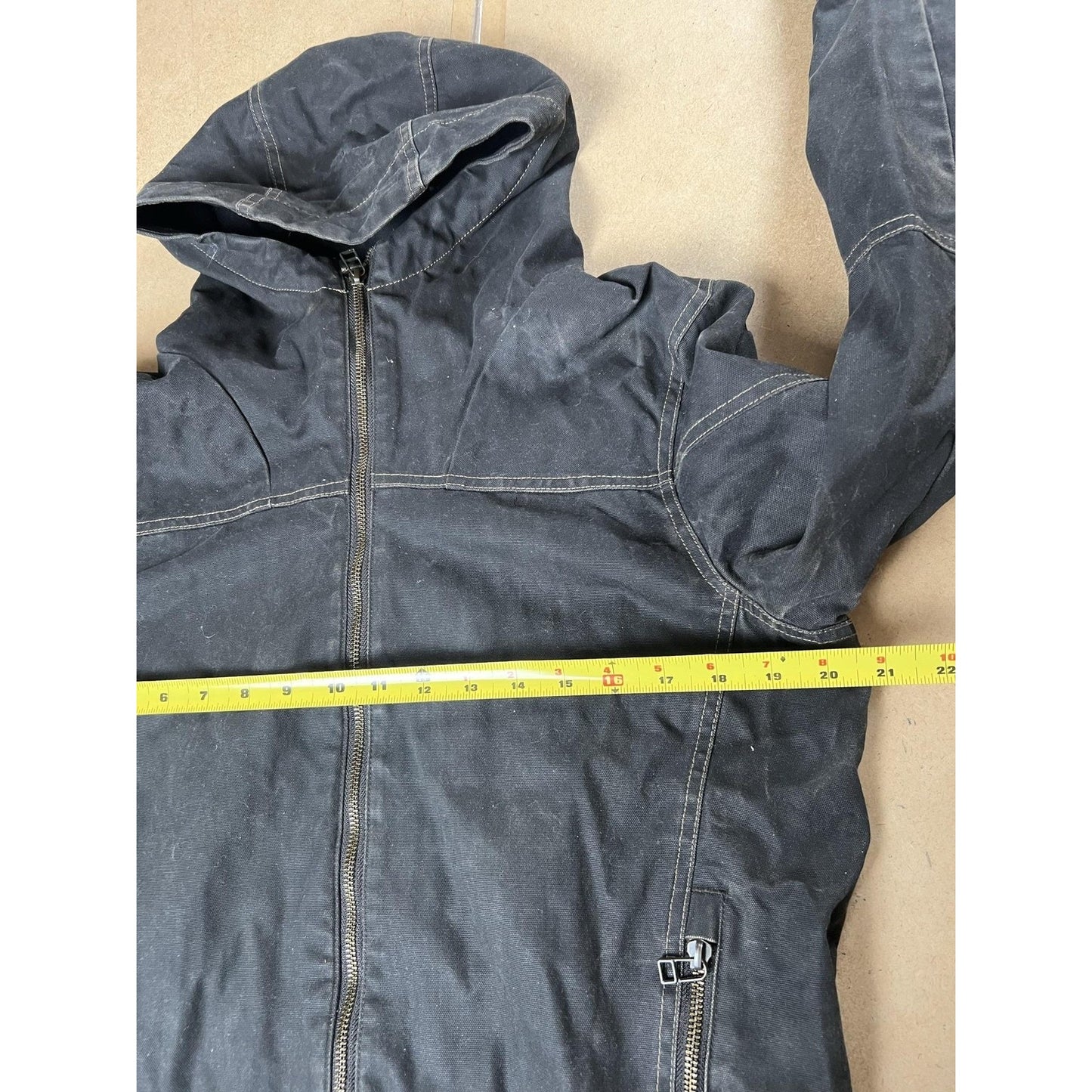 Kuhl Jacket Unisex S Black Hooded Fleece Lined Full Zip Pockets Canvas