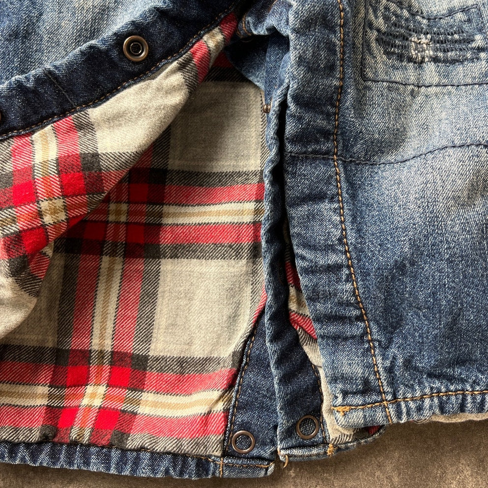 Vintage OshKosh Flannel Lined Denim Overalls 12M