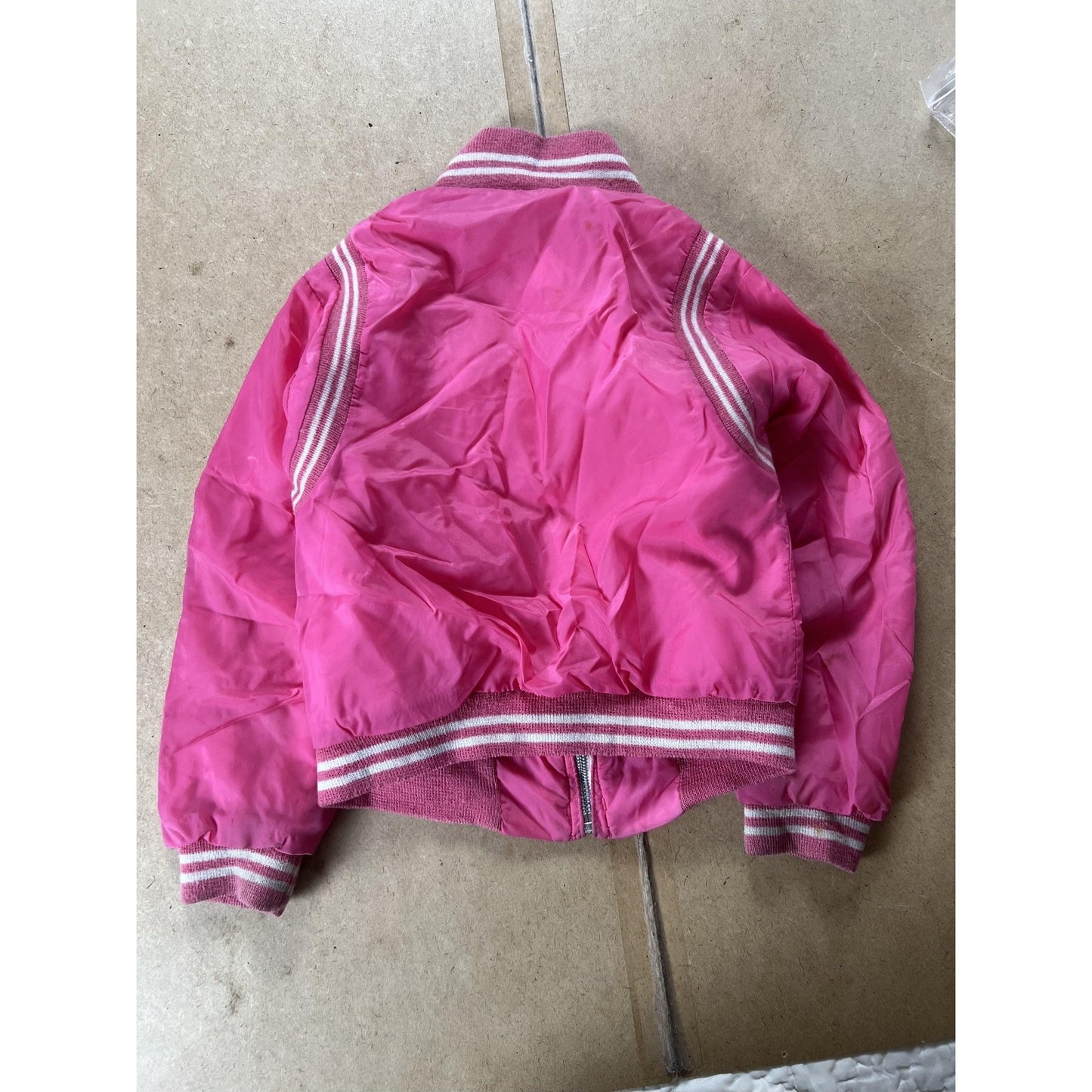 Jacket Girls 3T Pink Bomber Nylon Lined Lightweight Full Zip Pockets Casual