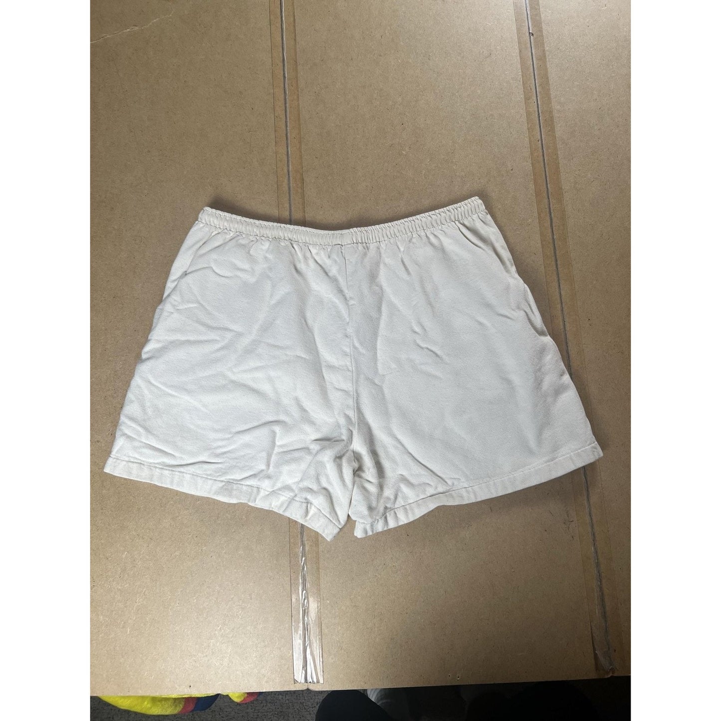 WEK Shorts Teens 31 White Sweat Fleece Elastic Waist Pockets Relaxed Fit