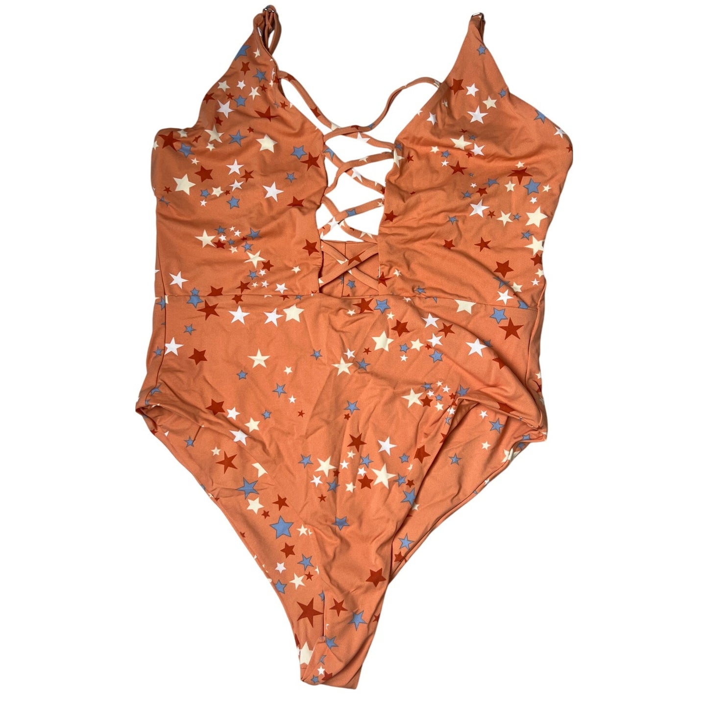 Dipping Daisy's Orange Bliss Swimsuit Sky Star Large NWT