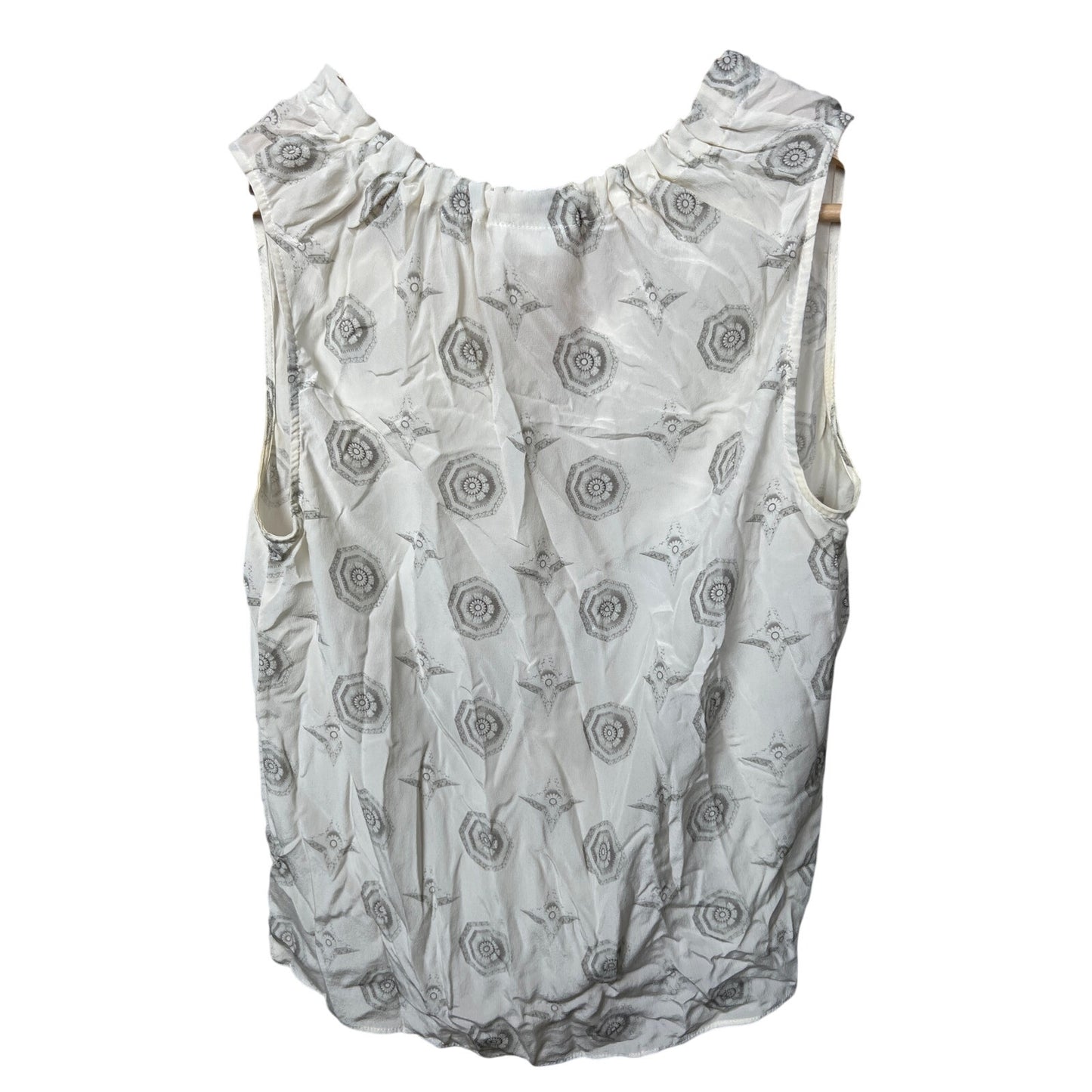 Ecru 100% Silk Women White Floral Top Size Small