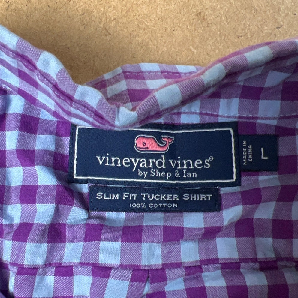 Vineyard Vines Purple/Blue Button Up Classic Fit Button-Up Long Sleeve Size L
