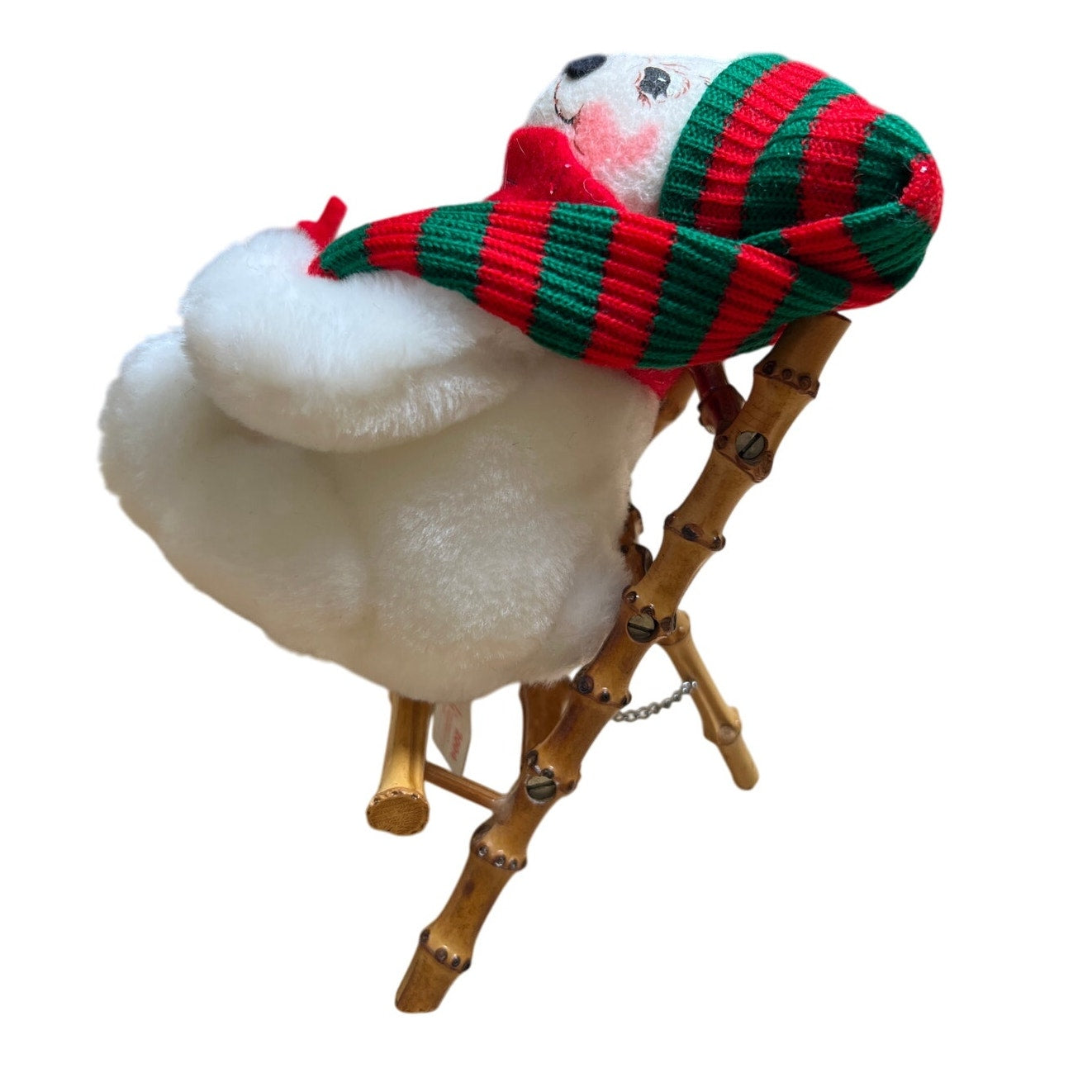 Annalee 2004 Christmas Bear Sitting on Wooden Chair Decoration