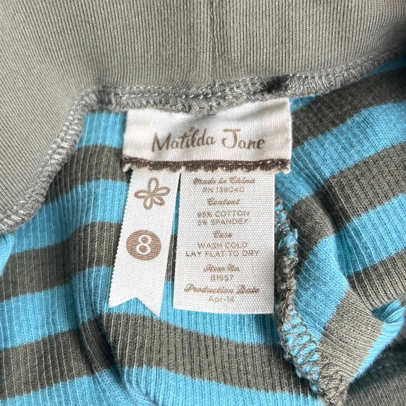 Matilda Jane Pink and Blue Striped Leggings Size 8