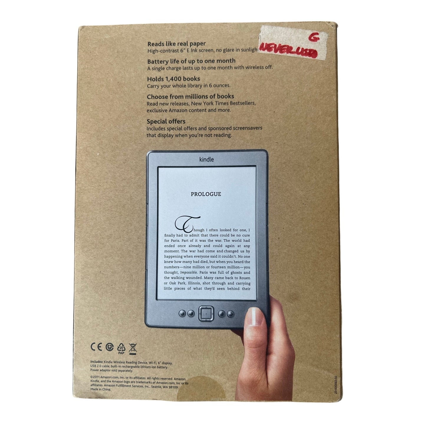 Amazon Kindle 6in E Ink Reader D01100 Gray Wi-Fi Boxed Includes Original Box