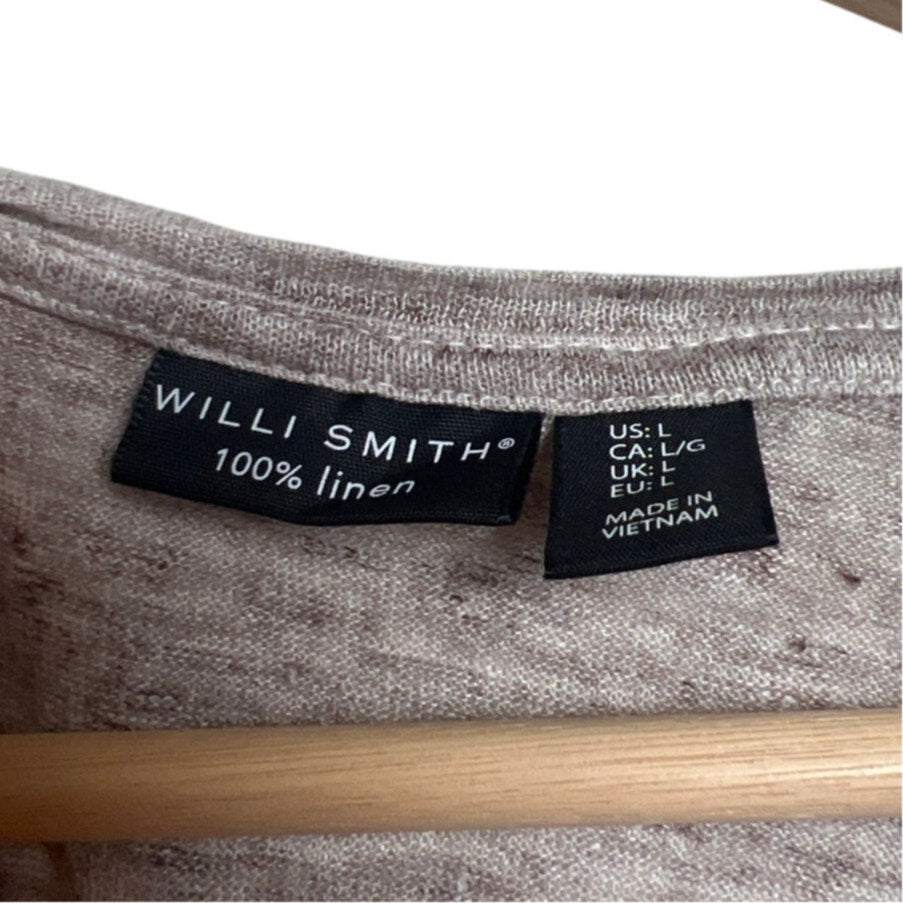 Willi Smith Grey And White 100% Linen Women's T-Shirt Size Large