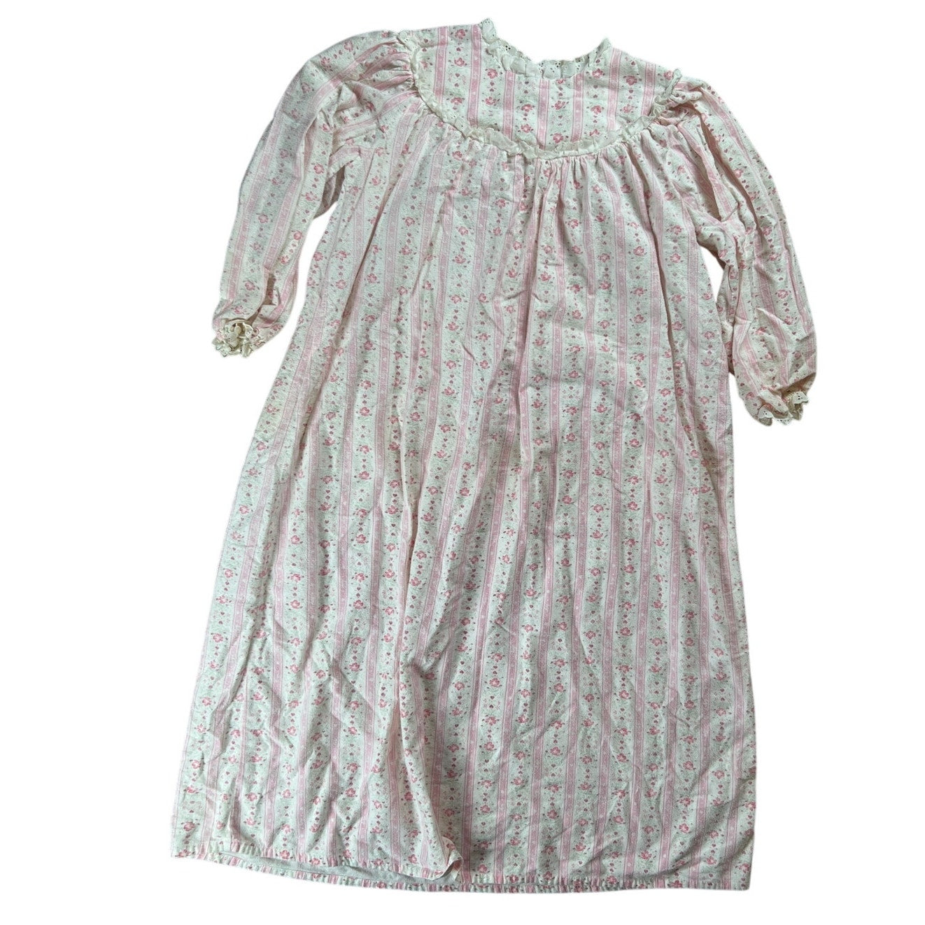 LANZ SALZBURG PINK Rosebuds Cotton Gown Blend Lounge Pajama Medium