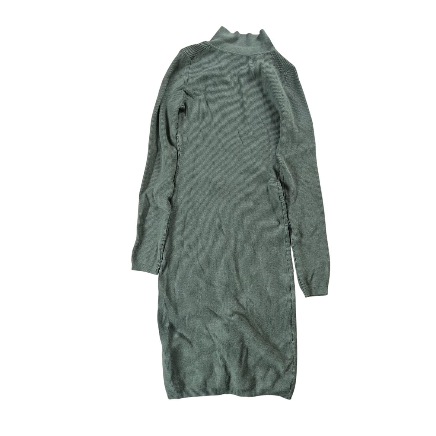Wilfred Dress Womens M Green Ribbed Midi Shirt Dress Collared Button Stretch