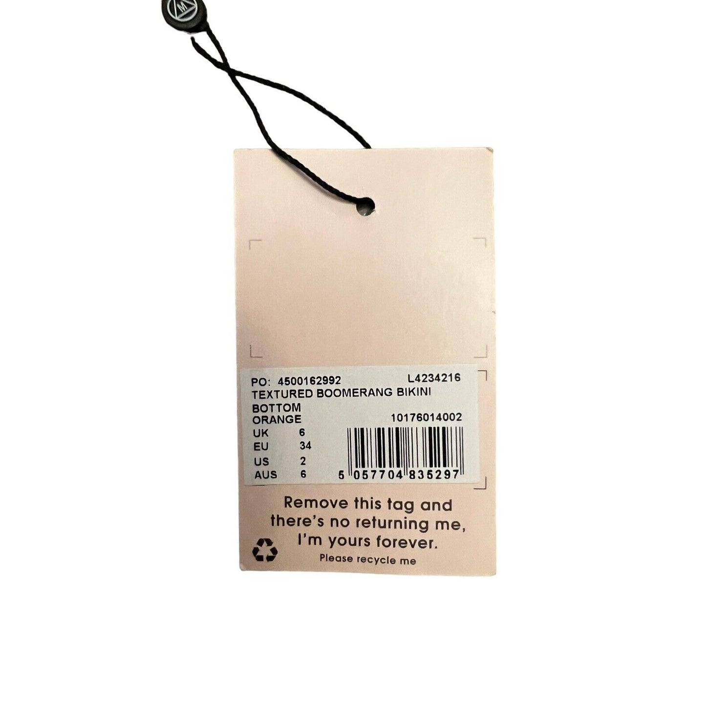 Missguided Women's 2 Orange Soft Touch High Leg Tanga Bikini Bottom NWT