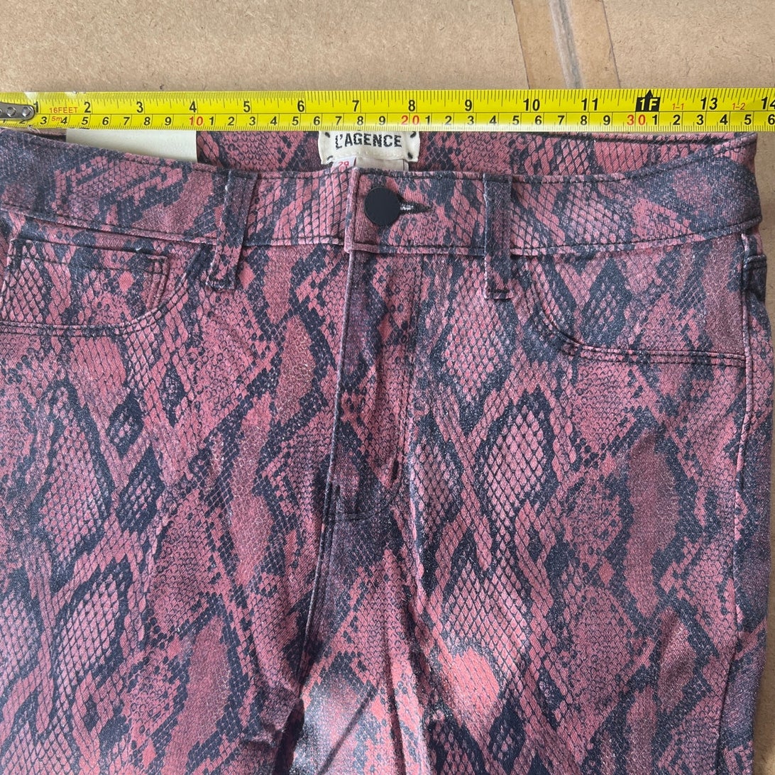 L'agence Margot High-Rise Ankle Skinny Coated Python-Print Jeans 29