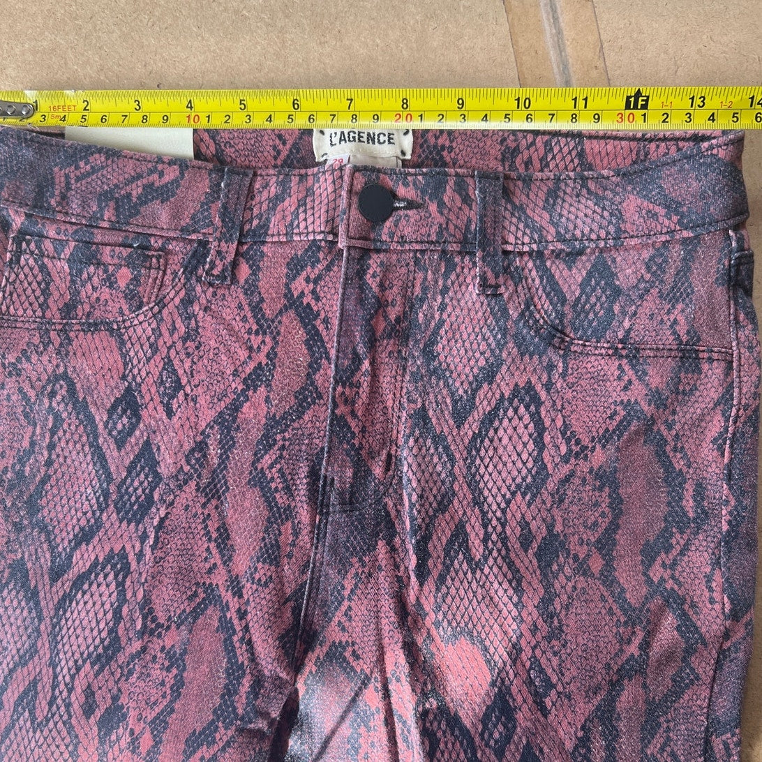 L'agence Margot High-Rise Ankle Skinny Coated Python-Print Jeans 29