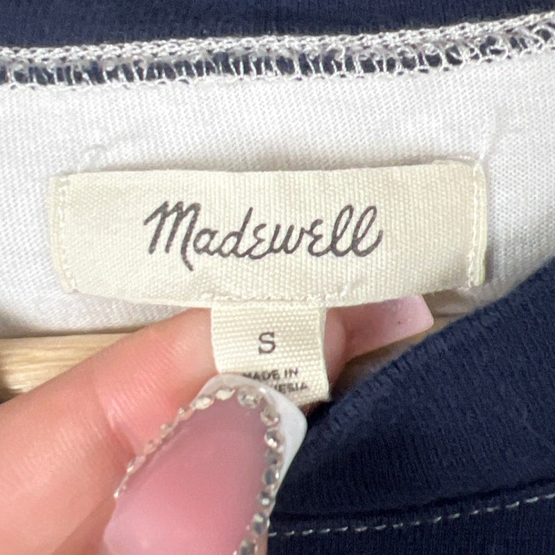 Madewell Blue & White Striped Flare Sleeved Top Size S