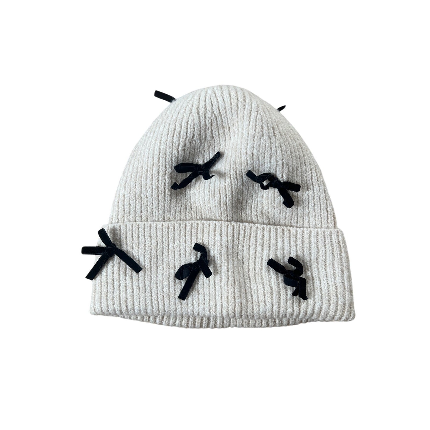Anthropologie White With Black Bows One Size