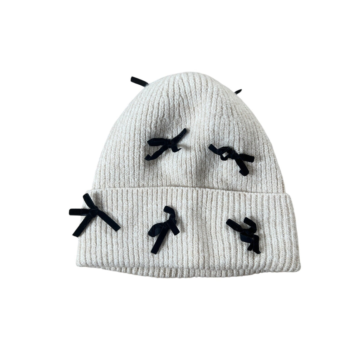 Anthropologie White With Black Bows One Size