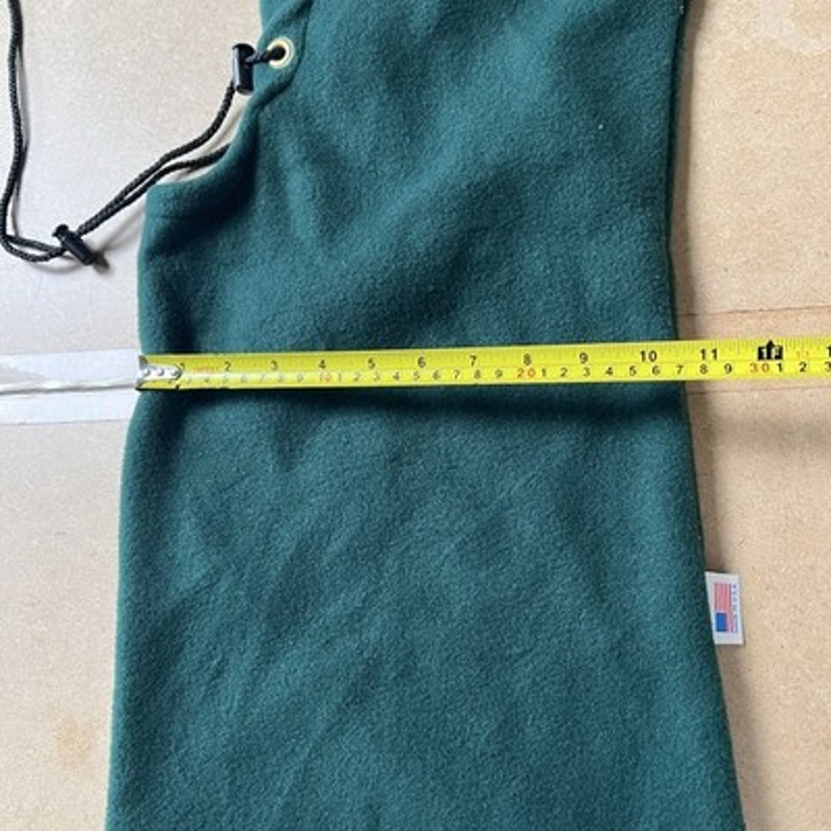 Balaclava Hood Mens One Size Green Fleece Thermal Adjustable Made In USA Winter