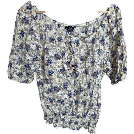 Rue21 Floral Stretchable White Women Top Size XL