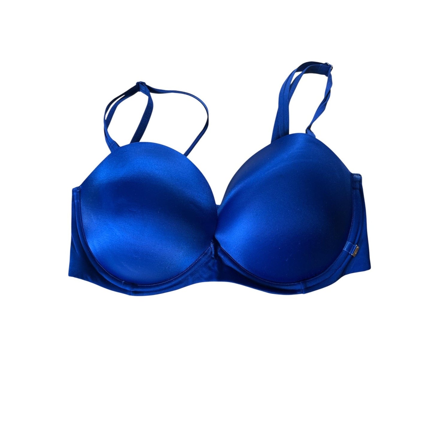 Victorias Secret Bra Womens 34DD Blue Satin Push Up Underwire Padded T Shirt