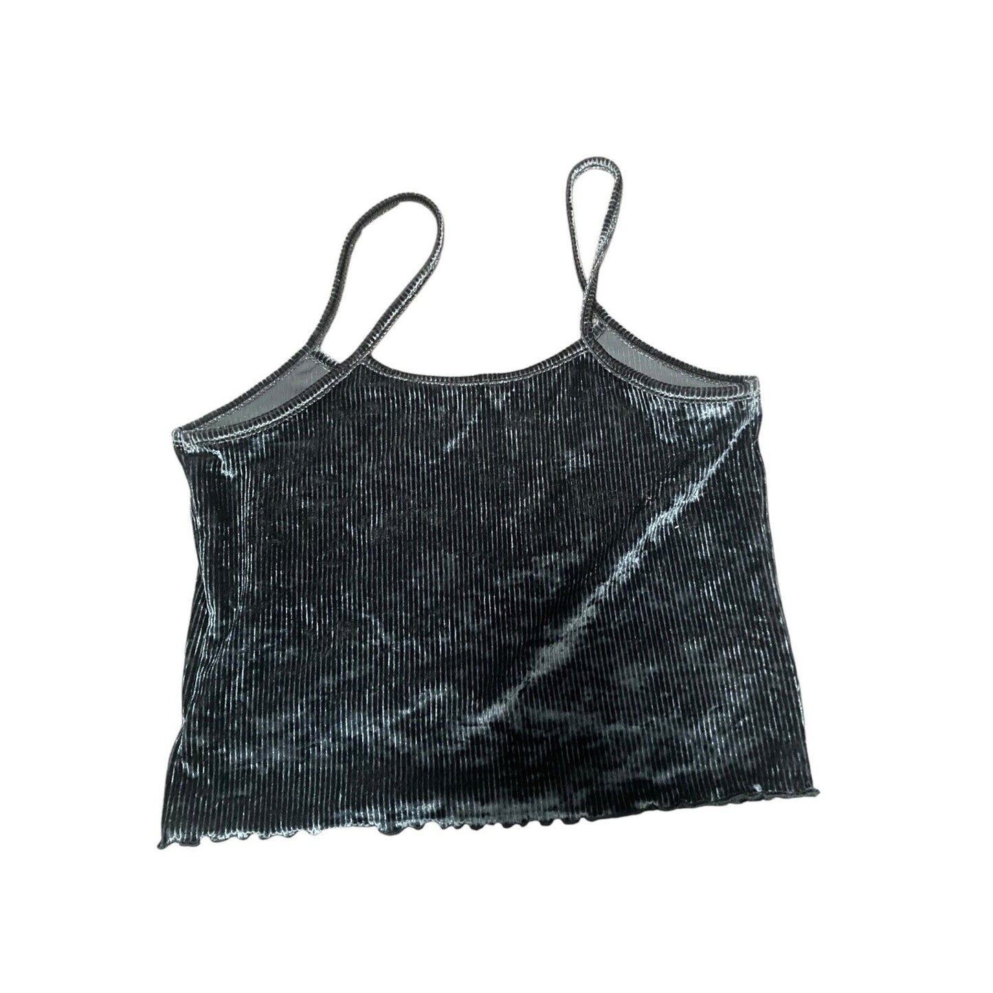 Colsie Black Velvet Ribbed Crop Top Tank Womens XS Spaghetti Straps