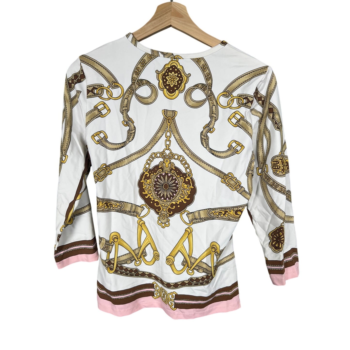 J. McLaughlin Signature Top Cream/Brown Westminster Women Size S