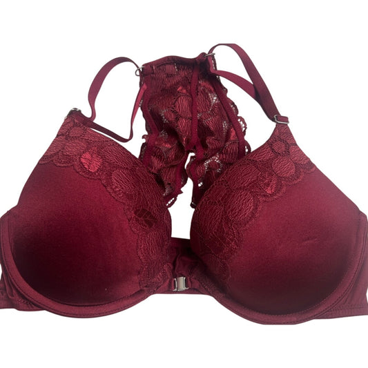 Auden Bra Plunge Push up Racerback Red 34C