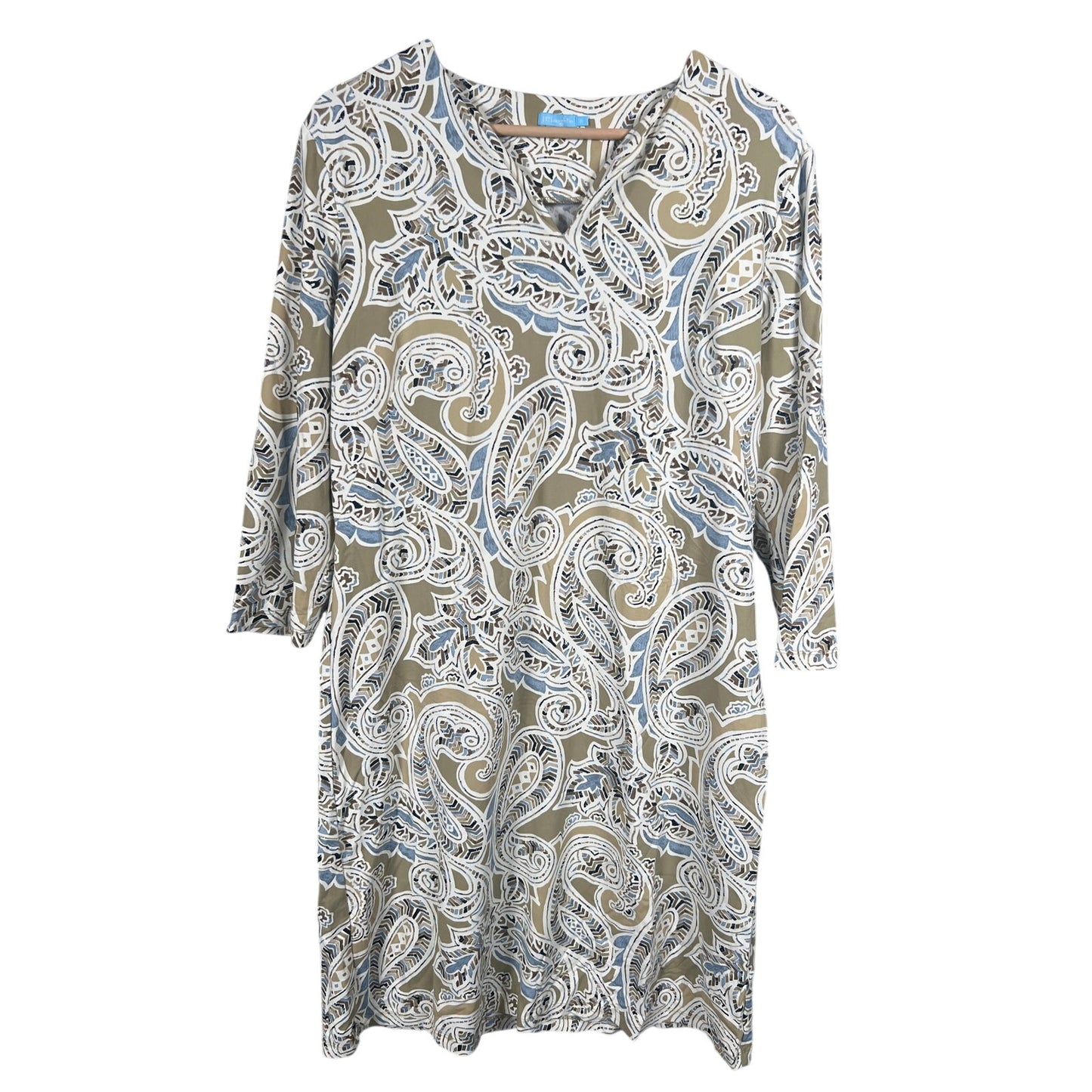 J. Mclaughlin XL Nylon Catalina Dress Women’s Carly Folklore Taupe Paisley