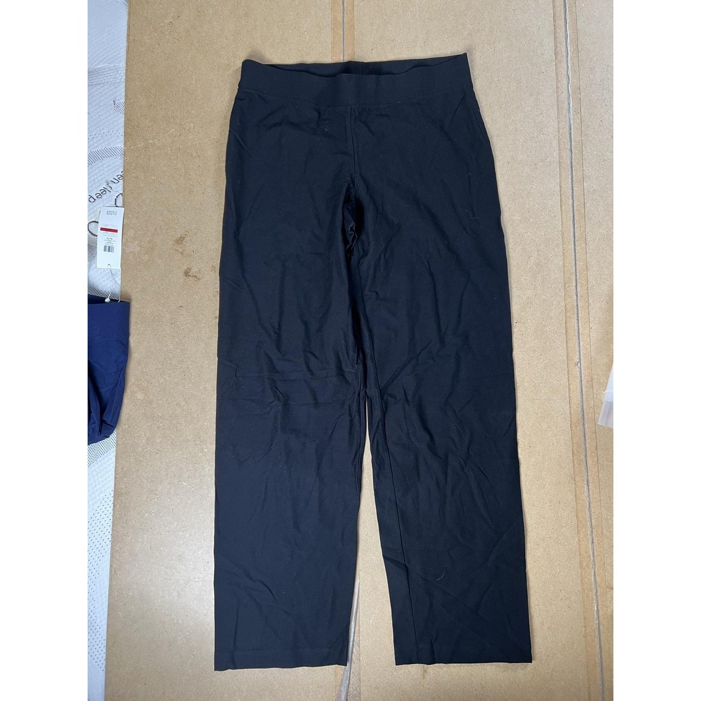 Eileen Fisher Pants Womens PM Petite Black Jersey Knit Elastic Waist Pockets