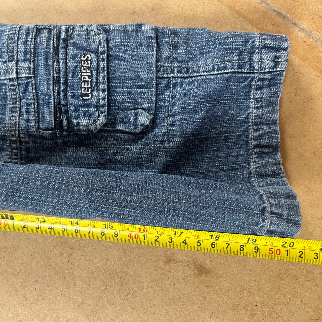 Vintage Lee Pipes Jeans Boys Size 8R Wide Leg Pockets Baggy Skater Y2K